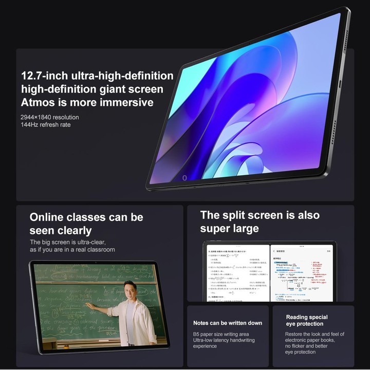 Lenovo Pad Pro 12.7 inch WiFi Tablet, 8GB+128GB, Android 13, Qualcomm Snapdragon 870 Octa Core, Support Face Identification(Dark