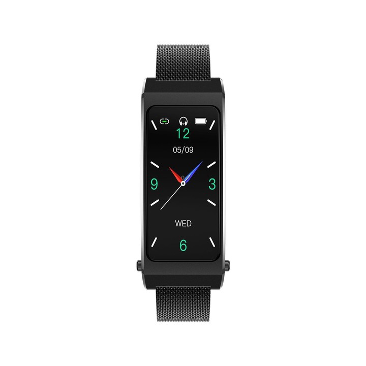K13S 1.14 inch TFT Screen Milanese Metal Strap Smart Call Bracelet Supports Sleep Management / Blood Oxygen Monitoring(Black)