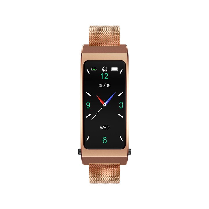 K13S 1.14 inch TFT Screen Milanese Metal Strap Smart Call Bracelet Supports Sleep Management / Blood Oxygen Monitoring(Rose Gold
