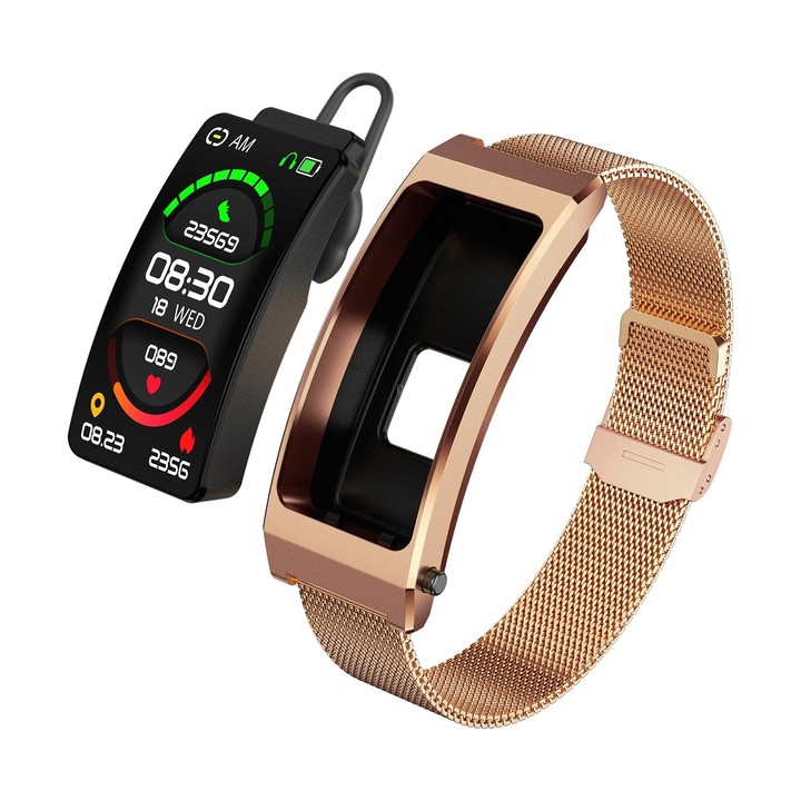 K13S 1.14 inch TFT Screen Milanese Metal Strap Smart Call Bracelet Supports Sleep Management / Blood Oxygen Monitoring(Rose Gold