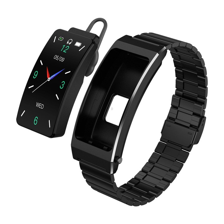 K13S 1.14 inch TFT Screen Slub Steel Strap Smart Calling Bracelet Supports Sleep Management/Blood Oxygen Monitoring(Black)