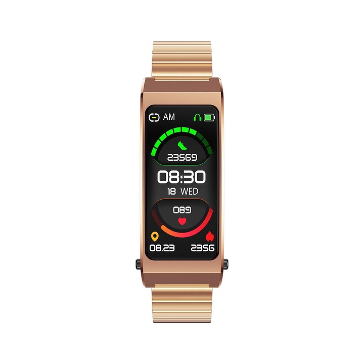 K13S 1.14 inch TFT Screen Slub Steel Strap Smart Calling Bracelet Supports Sleep Management/Blood Oxygen Monitoring(Rose Gold)
