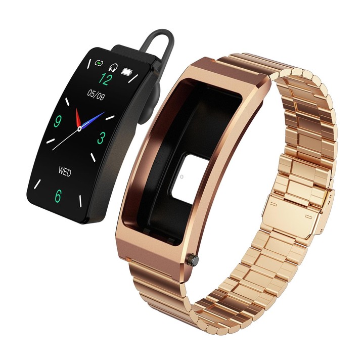 K13S 1.14 inch TFT Screen Slub Steel Strap Smart Calling Bracelet Supports Sleep Management/Blood Oxygen Monitoring(Rose Gold)