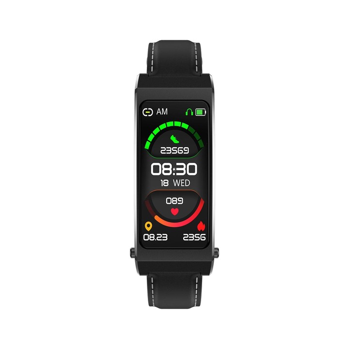 K13S 1.14 inch TFT Screen Leather Strap Smart Calling Bracelet Supports Sleep Management/Blood Oxygen Monitoring(Black)