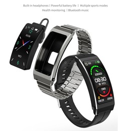 K13S 1.14 inch TFT Screen Leather Strap Smart Calling Bracelet Supports Sleep Management/Blood Oxygen Monitoring(Black)