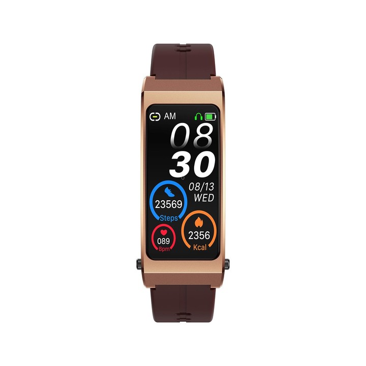 K13S 1.14 inch TFT Screen Leather Strap Smart Calling Bracelet Supports Sleep Management/Blood Oxygen Monitoring(Rose Gold)