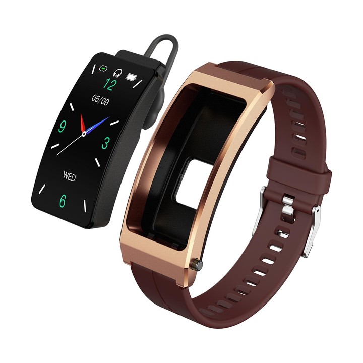 K13S 1.14 inch TFT Screen Leather Strap Smart Calling Bracelet Supports Sleep Management/Blood Oxygen Monitoring(Rose Gold)