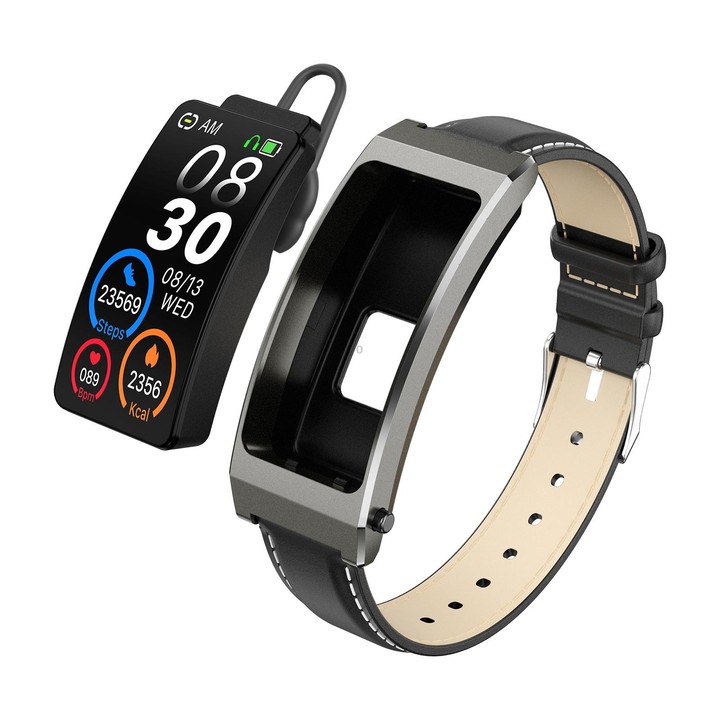 K13S 1.14 inch TFT Screen Leather Strap Smart Calling Bracelet Supports Sleep Management/Blood Oxygen Monitoring(Tarnish)