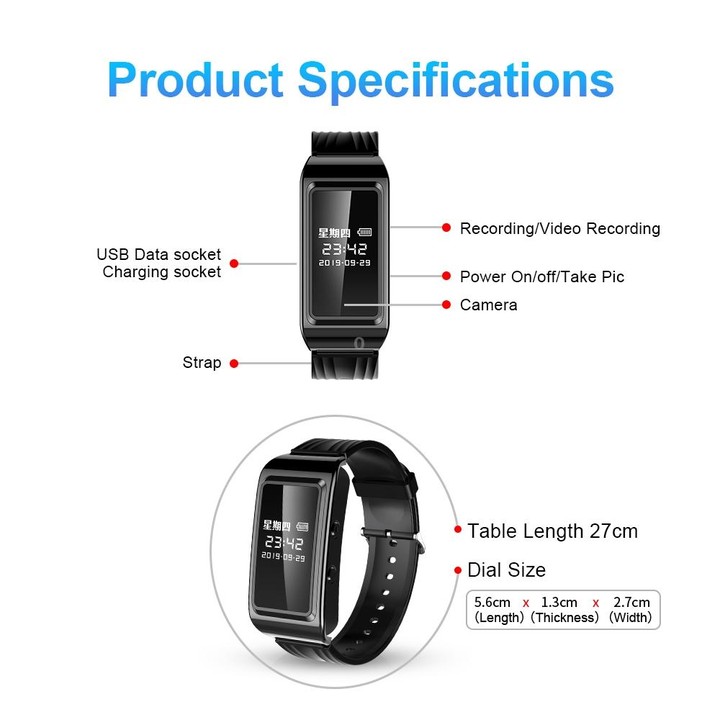 256GB D6 HD Noise Reduction Smart Watch Voice Recorder(Black)