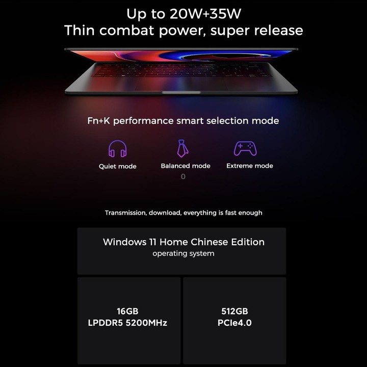 Xiaomi RedmiBook Pro 14 inch Laptop, 16GB+512GB, Windows 11 Home Chinese Version, Intel 12th Gen Core i7-12650H Deca Core MX550