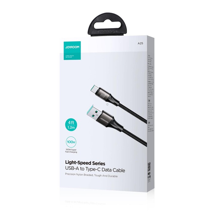 JOYROOM SA25-AC6 100W USB to USB-C/Type-C Fast Charge Data Cable, Length:1.2m(Black)