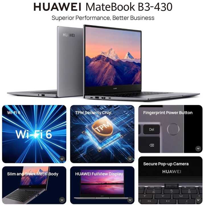 HUAWEI MateBook B3-430 Laptop, 16GB+512GB, 14 inch Windows 11 Home Chinese Version, Intel 12th Gen Core i7-1260P Integrated Grap