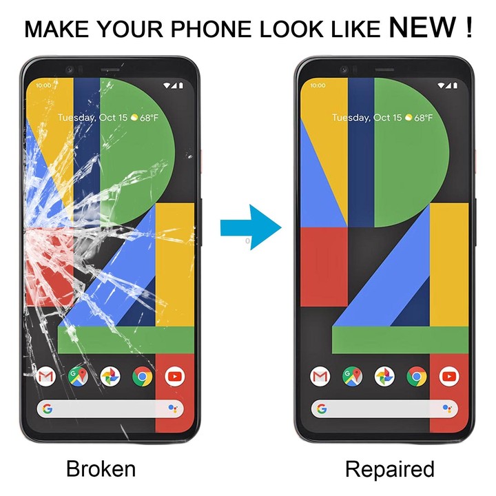 For Google Pixel 4 Front Screen Outer Glass Lens with OCA Optically Clear Adhesive