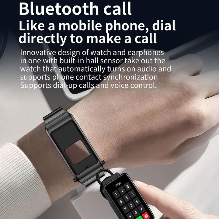 K80 1.57 inch Leather Band IP67 Earphone Detachable Smart Watch Support Bluetooth Call(Gold)