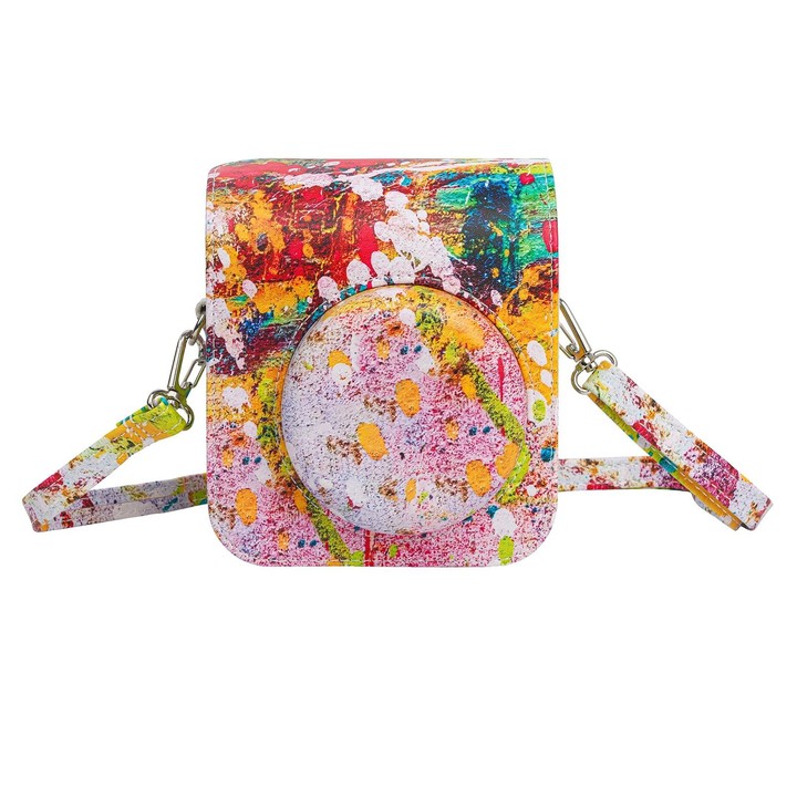 For FUJIFILM instax mini 12 Painted Full Body Leather Case Camera Bag with Strap(Abstract Painting)