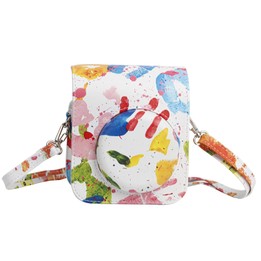 For FUJIFILM instax mini 12 Painted Full Body Leather Case Camera Bag with Strap(Watercolor Palm)