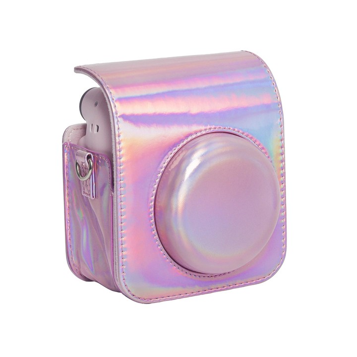 For FUJIFILM instax mini 12 Laser Full Body Leather Case Camera Bag with Strap(Pink)