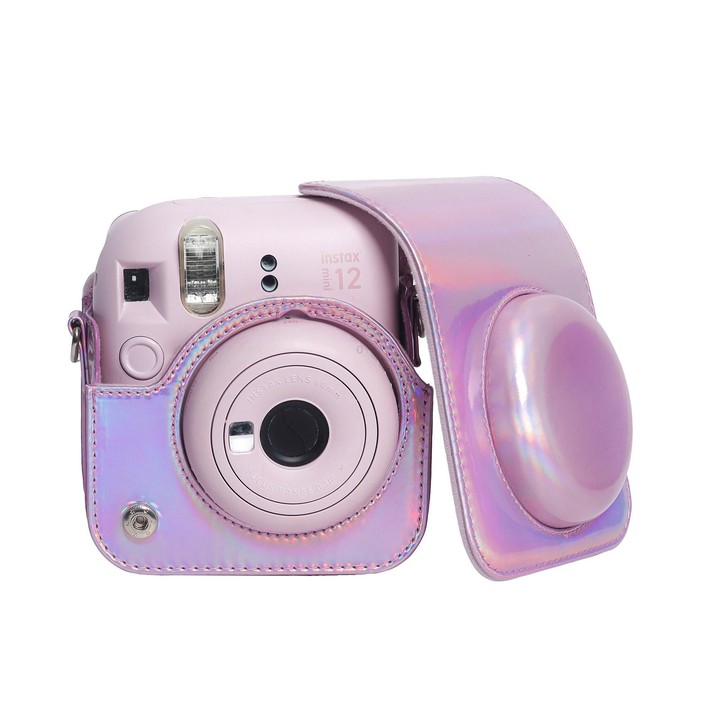 For FUJIFILM instax mini 12 Laser Full Body Leather Case Camera Bag with Strap(Pink)