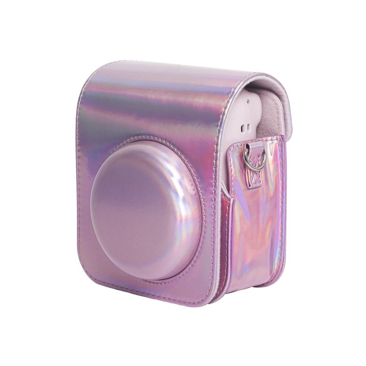 For FUJIFILM instax mini 12 Laser Full Body Leather Case Camera Bag with Strap(Pink)