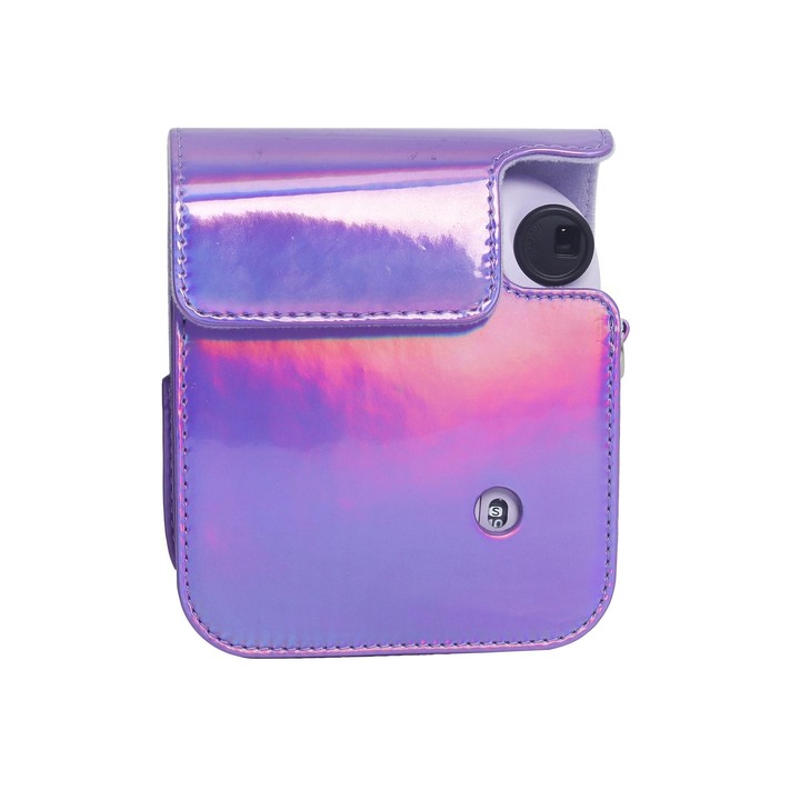For FUJIFILM instax mini 12 Laser Full Body Leather Case Camera Bag with Strap(Purple)