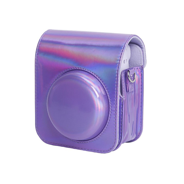 For FUJIFILM instax mini 12 Laser Full Body Leather Case Camera Bag with Strap(Purple)
