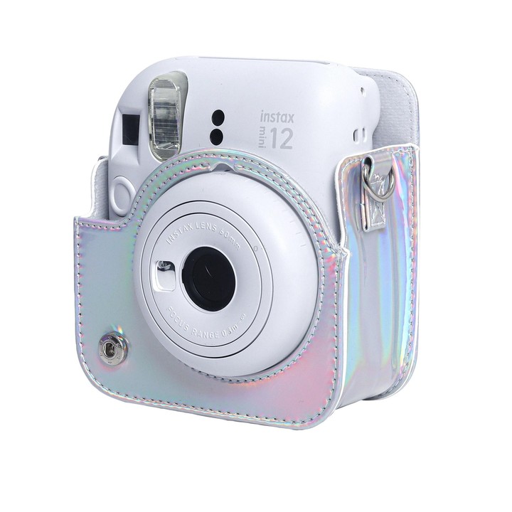 For FUJIFILM instax mini 12 Laser Full Body Leather Case Camera Bag with Strap(Silver)