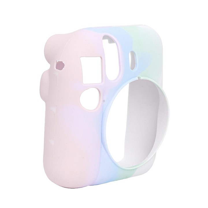 For FUJIFILM instax mini 12 Soft Silicone Camera Protective Case(Pink Blue White)