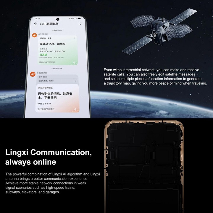 HUAWEI Mate 60, 12GB+1TB, Screen Fingerprint Identification, 6.69 inch HarmonyOS 4.0 Kirin 9000S Octa Core up to 2.62GHz, NFC, O