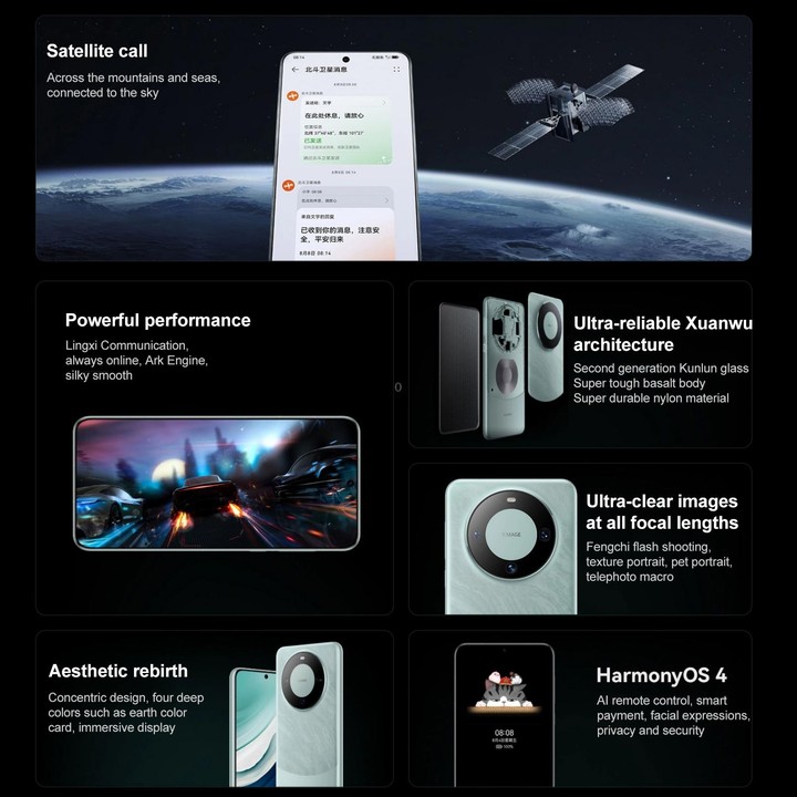 HUAWEI Mate 60, 12GB+1TB, Screen Fingerprint Identification, 6.69 inch HarmonyOS 4.0 Kirin 9000S Octa Core up to 2.62GHz, NFC, O