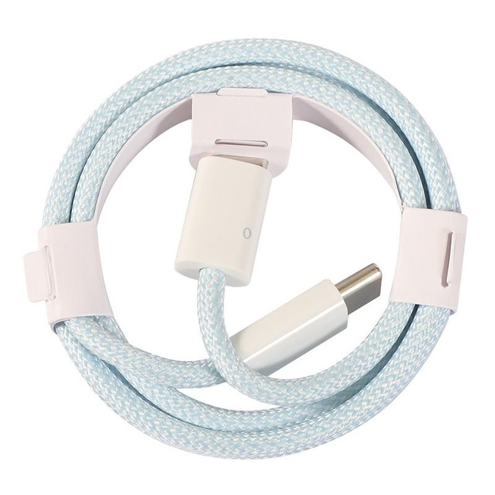 1m USB-C / Type-C to Type-C Macaron Braided Charging Cable(Blue)
