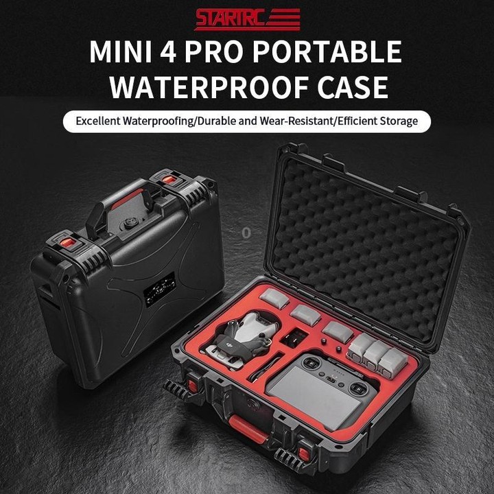 For DJI Mini 4 Pro STARTRC Drone Kit Waterproof ABS Suitcase Storage Box(Black Red)