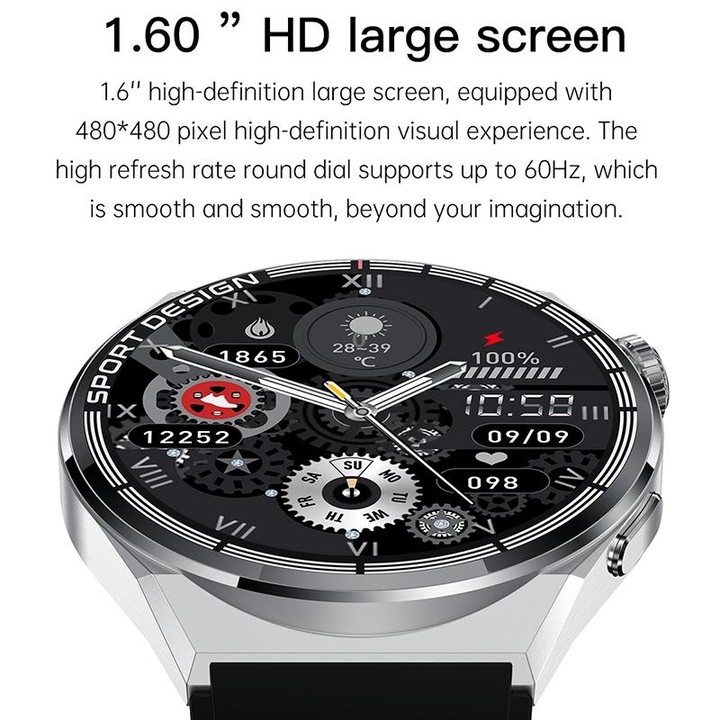 HDT MAX 1.60 inch Black Dial Silicone Band IP68 Waterproof Smart Watch Support Bluetooth Call(Black)