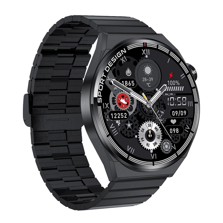 HDT MAX 1.60 inch Black Dial Bamboo Steel Band IP68 Waterproof Smart Watch Support Bluetooth Call(Black)