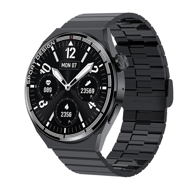 HDT MAX 1.60 inch Black Dial Bamboo Steel Band IP68 Waterproof Smart Watch Support Bluetooth Call(Black)