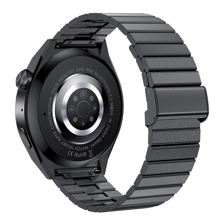 HDT MAX 1.60 inch Black Dial Bamboo Steel Band IP68 Waterproof Smart Watch Support Bluetooth Call(Black)