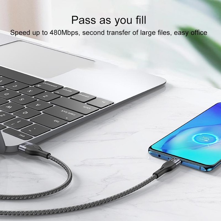 Yesido CA121C 2A USB to USB-C / Type-C Fast Charging Data Cable, Length:1m