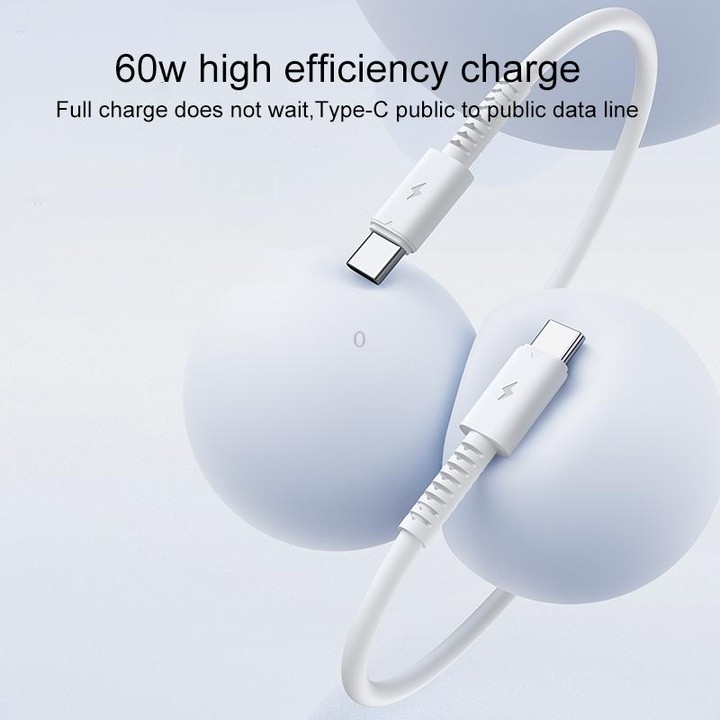 Yesido CA154 PD 60W USB-C / Type-C to USB-C / Type-C Charging Data Cable, Length: 1m(White)