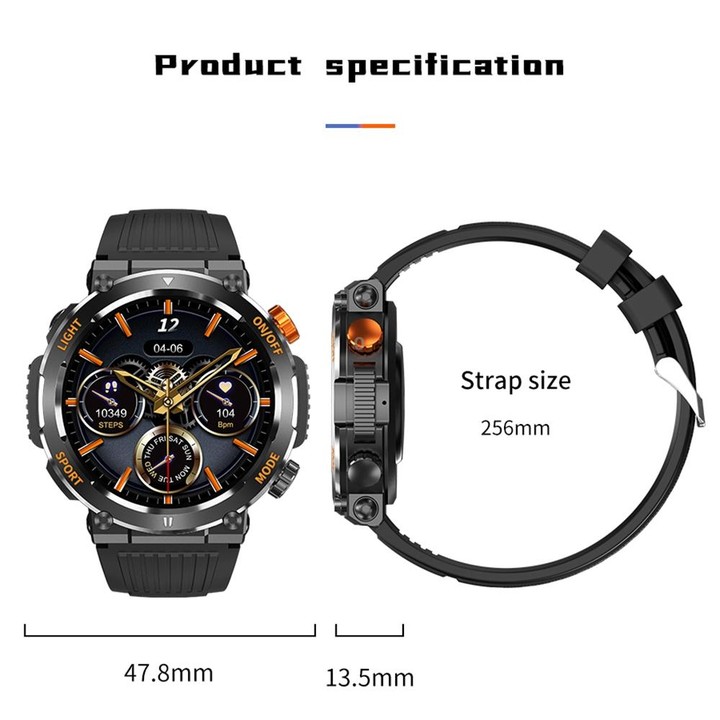 HT17 1.46 inch Round Screen Bluetooth Smart Watch, Support Health Monitoring & 100+ Sports Modes(Yellow)