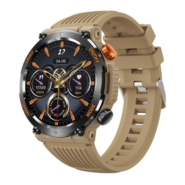 HT17 1.46 inch Round Screen Bluetooth Smart Watch, Support Health Monitoring & 100+ Sports Modes(Yellow)