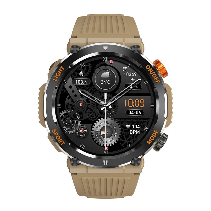 HT17 1.46 inch Round Screen Bluetooth Smart Watch, Support Health Monitoring & 100+ Sports Modes(Yellow)