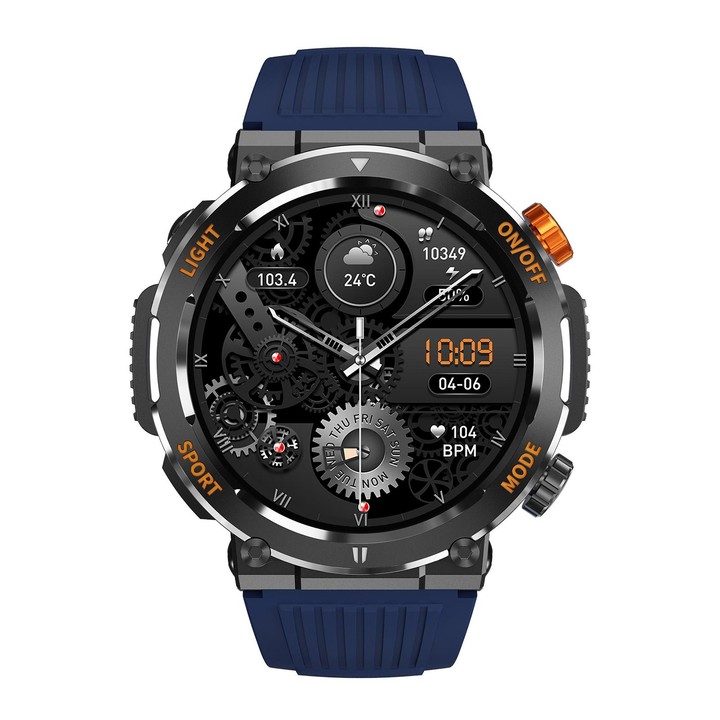 HT17 1.46 inch Round Screen Bluetooth Smart Watch, Support Health Monitoring & 100+ Sports Modes(Blue)
