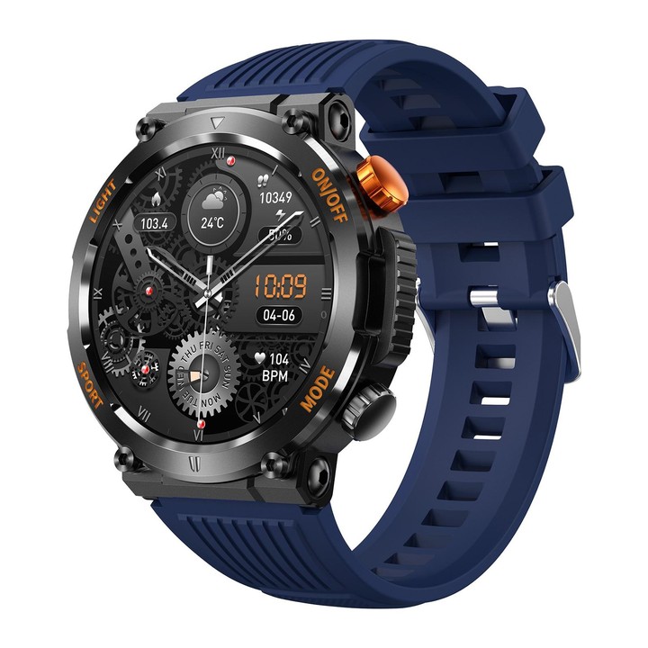 HT17 1.46 inch Round Screen Bluetooth Smart Watch, Support Health Monitoring & 100+ Sports Modes(Blue)