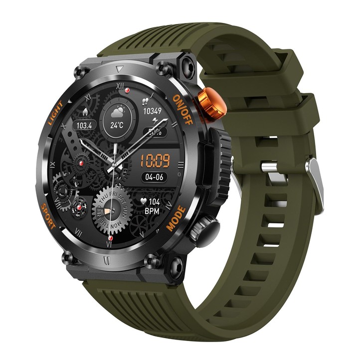 HT17 1.46 inch Round Screen Bluetooth Smart Watch, Support Health Monitoring & 100+ Sports Modes(Green)