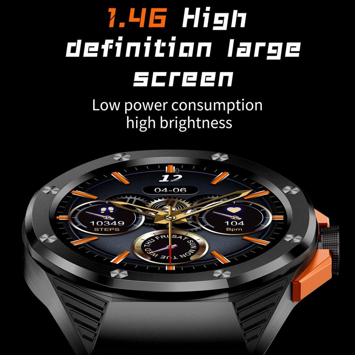 HT8 1.46 inch Round Screen Bluetooth Smart Watch, Support Health Monitoring & 100+ Sports Modes & Alipay(Orange)