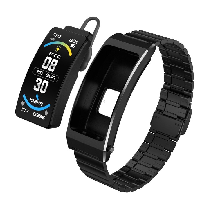 K7 1.14 inch TFT Screen Smart Call Bracelet, BT Call / Heart Rate / Blood Pressure / Blood Oxygen, Strap:Steel Strap(Black)