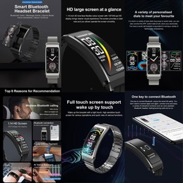K7 1.14 inch TFT Screen Smart Call Bracelet, BT Call / Heart Rate / Blood Pressure / Blood Oxygen, Strap:Steel Strap(Tarnish)