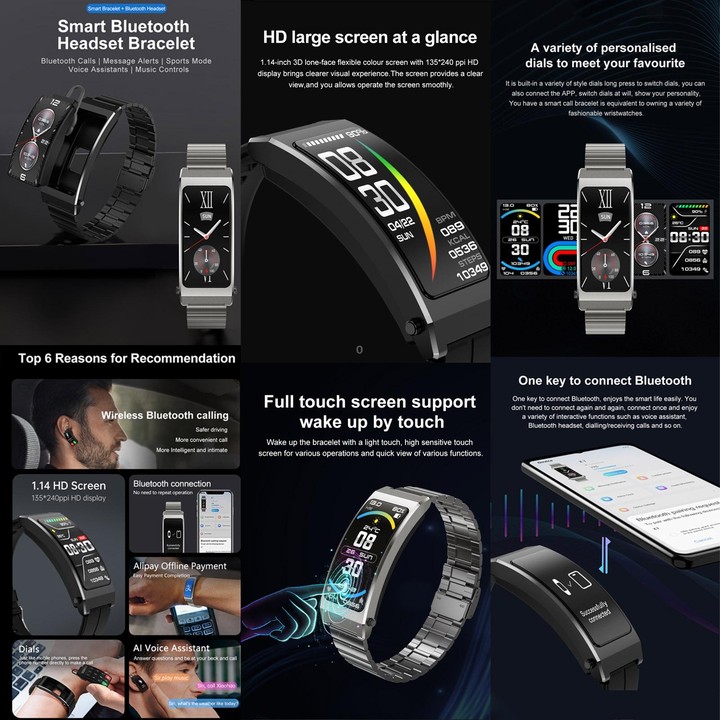 K7 1.14 inch TFT Screen Smart Call Bracelet, BT Call / Heart Rate / Blood Pressure / Blood Oxygen, Strap:Silicone Strap(Tarnish)
