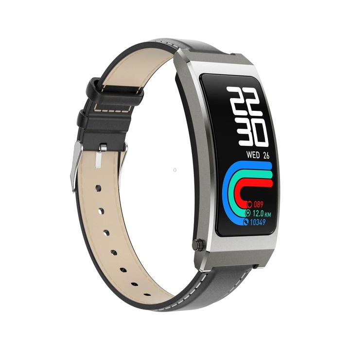 K7 1.14 inch TFT Screen Smart Call Bracelet, BT Call / Heart Rate / Blood Pressure / Blood Oxygen, Strap:Leather Strap(Tarnish)