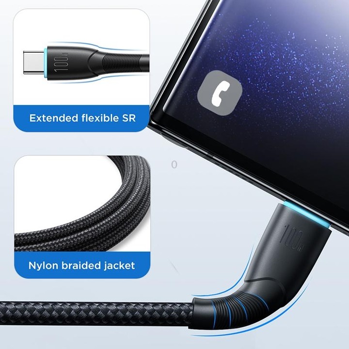 JOYROOM SA32-AC6 Starry Series 100W USB to USB-C / Type-C Fast Charging Data Cable, Length:1m(Black)