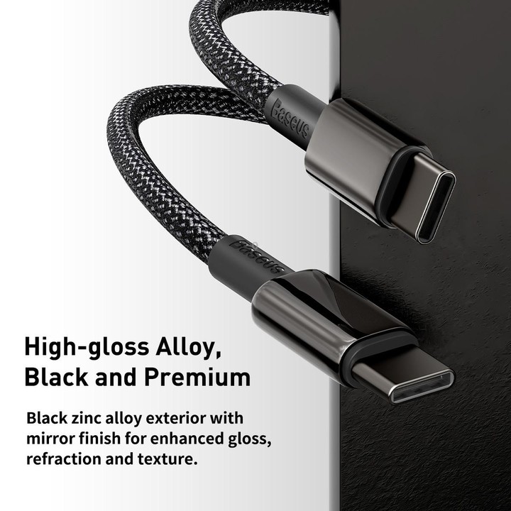 Baseus Tungsten Gold Series 100W USB-C / Type-C to USB-C / Type-C Fast Charging Data Cable, Length:1m(Black)